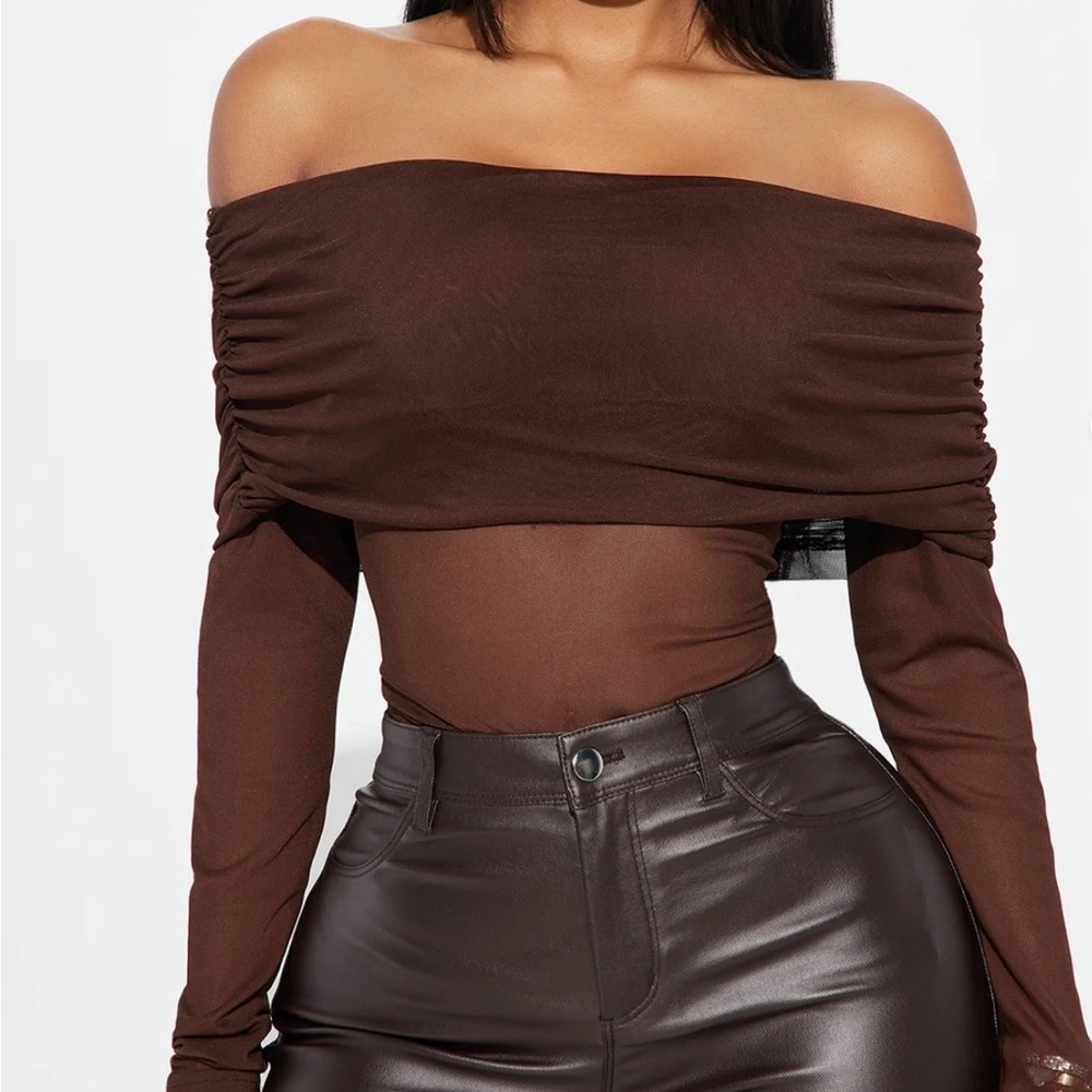 Chic Off-Shoulder Brown Blouse